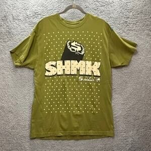 Shmack Men's XL T-Shirt‎ Vintage Y2K Green Polka Dots Front and Back Logo Urban